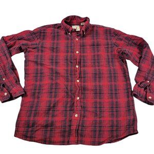 Red Head Flannel Shirt Mens Large Red Black Plaid Long Sleeve Button Up